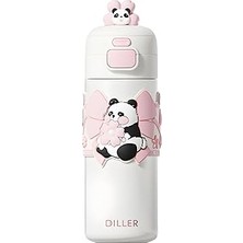 Nacario Diller 480ML Sevimli Hayvanlar Süslü Pipetli/pipetsiz El Askılı Paslanmaz Çelik Termos