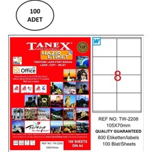 Empressco Tanex TW-2208 Lazer Etiket 105X70 mm 100 Lü - Fiyatı, Yorumları