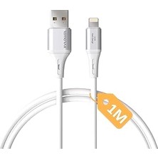 Nacario USB A-Lightning Şarj Kablosu, 1metre, 3.1A Hızlı Şarj, Beyaz/gümüş Metal, Remorax Wah
