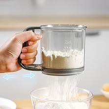 Nacario Mekanik Kol ile Tek Elle Kullanımlı Un ve Pudra Şekeri Elek, Şeffaf, Kompakt Tasarım
