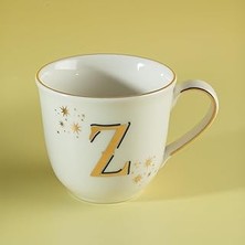 Nacario Aryıldız Chique Harfli Kupa Z Harfi 300ML Turuncu Altın Renkli Porselen