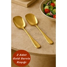Empressco 2 Adet Paslanmaz Çelik Servis Kaşığı, 21CM, Gold Renkli, Şık ve Dayanıklı