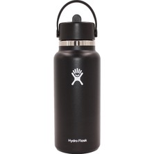 Hydro Flask Wide Flex Straw Termos 945 ml Siyah, Uzun Süre Sıcak/soğuk Tutar, Dayanıklı Çelik Yapı,