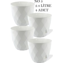 Empressco No3 4 Adet 2,4 Litre Beyaz Renkli 17,5cm Baklava Desenli Kendinden Tabaklı Plastik Çiçek Saksısı(Ilan Saksılar Içindir) - Fiyatı, Yorumları