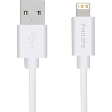 Nacario Philips 2.4A iPhone Lightning Şarj ve Data Kablosu Beyaz 1 Metre