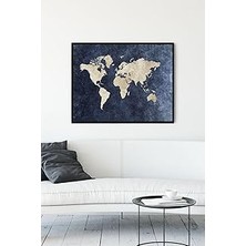 Nacario Postermanya (PSTER12168) Mavi Dünya Haritası Çerçeveli Tablo (40X50CM)