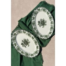 Empressco Antique Green 2'li 30 cm Porselen Büyük Boy Kayık Sunum Servis Seti