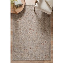 TCH Home Living Lora Gri Rengi Sisal Şerit Deseni Özel Kumaş Bordürlü Dokuma Kaymaz Taban Silinebilir Mutfak Antre Koridor Oturma Yatak Odası Salon Halı Yolluk