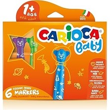 Nacario Carioca Teddy Jumbo Bebek Süper Yıkanabilir Keçeli Boya Kalemi 6'li +1 Yaş