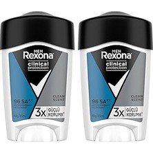 Nacario Rexona Men Clinical Protection Erkek Stick Deodorant Clean Scent 3x Güçlü Koruma 45 ml 2l