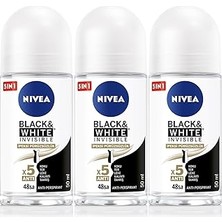 Nacario Nivea Kadın Roll On Deodorant Black&white Invisible Ipeksi PÜRÜZSÜZLÜK,48SAAT Koruma 5