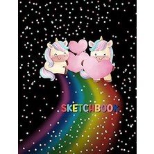 Nacario Cute Unicorn Sketchbook : 120 Blank Pages For Drawing And Sketching, Black Cover And Two Uni