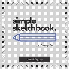 Nacario Simple Sketchbook. For Teenage Boys, 200 Blank White Pages, Large Plain Notebook, Size 8.25"