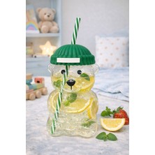 Empressco Renkli Ayıcık Tasarımlı 580 ml Borosilikat Cam Bardak, Soğuk Içecek & Kahve