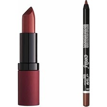 Nacario Golden Rose Velvet Matte Lipstick No: 16 ve Emily No: 208 Ruj ve Dudak Kalemi Seti