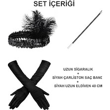 Nacario Siyah Retro Charliston Aksesuar Seti