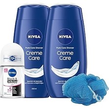 Nacario Kadın Roll-On Deodorant Black&white Invisible Clear 25ML ve Creme Care Duş Jeli X2 Adet, L