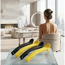 Nacario Transformacion Karbon Fiber Profesyonel Geniş Saç Klipsi Toka Seti, Mat Siyah ve Sarı, 4