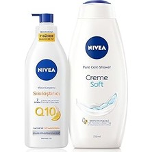 Nacario Nivea Creme Soft Kremsi Dokunuş Duş Jeli 750ML ve Q10 Sıkılaştırıcı Nemlendrici Vüc