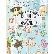 Nacario Doodles & Drawings: Sketch Book For Kids Drawing Book With Beach Pattern Sky Blue 8.5"X11" 1