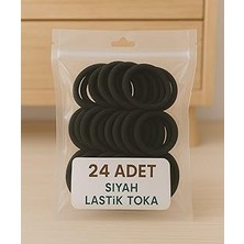 Nacario Siyah Kadın Saç Tokası 24 Adet Orta Boy Esnek Havlu Lastik Toka (Siyah)