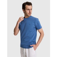 Cacharel Erkek Indigo Slim Fit Pamuk Karışımlı Bisiklet Yaka Basic T-Shirt 50328373-VR028