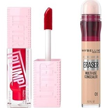 Nacario Maybelline New York Lifter Plump Dudak Parlatıcısı- 004 Red Flag & Instant Anti Age Erase
