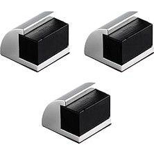 Nacario Oval Kapı Stoperi 3 Adet Yapışkanlı Metal Gümüş Krom Kauçuk Başlıklı Durdurucu Ya
