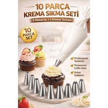 Empressco 10’lu Paslanmaz Çelik Uçlu Krema Sıkma Torbası Seti, Pasta Süsleme Için
