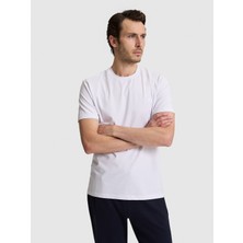 Cacharel Erkek Beyaz Slim Fit Pamuk Karışımlı Bisiklet Yaka Basic T-Shirt 50328373-VR013