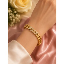 Jammy Jewerly Gold Taş Detaylı Kalın Zincir Çelik Bileklik – Güçlü ve Zarif Tasarım