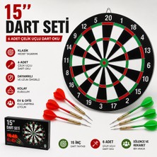15 Inç Dart Seti – 6 Adet Çelik Uçlu Dart Oku Dahil | Klasik Hedef Oyunu