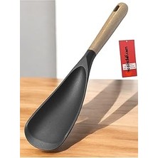 Nacario Yenigeldi 1ADET Silikon Kaşık (2si 1 Arada) Spatula Yapışmaz,siyah