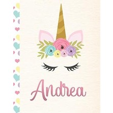 Nacario Andrea: Personalized Unicorn Sketchbook For Girls With Pink Name - 8.5X11 110 Pages. Doodle,