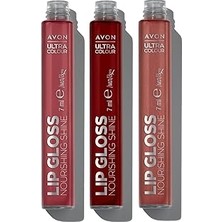 Nacario Avon Ultra Color Wisteria Glow, Peony Blush ve Gleaming Guava Dudak Parlatıcısı Paketi