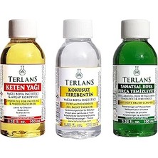 Nacario Terlans Yağlı Boya Seti Yardımcı Malzemeler 3X100ML Boya Fırça Temizleyici - Kokusuz T