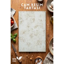 Empressco Ince Mermer Desenli Cam Kesim Tahtası 25X35CM, Dayanıklı ve Pratik Kesim Matı