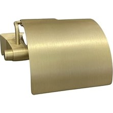 Nacario System Bowlıne Kapaklı Tuvalet Kağıtlığı Mat Altın 92X95X157 mm Renksiz Tek Ebat Ba1