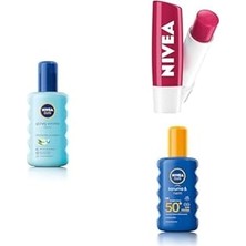 Nacario Nıvea Sun Güneş Sonrası Serinletici ve Ferahlatıcı Sprey 200ML + Kiraz Dudak Bakım Kre