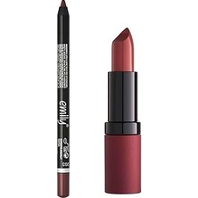 Nacario Golden Rose Velvet Matte Lipstick No: 16 ve Emily No: 203 Ruj ve Dudak Kalemi Seti