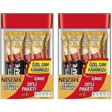 Nacario Nestlé Nescafe 3ü1 Arada Sütlü Köpüklü 20LI Cam Kavanoz 2li Paket