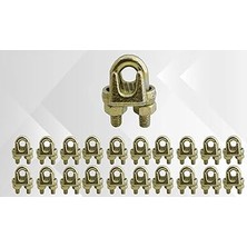 Nacario Çelik Halat Kelepçesi, 6mm, Sarı Galvaniz Kaplama, 20 Adet Set, A Tipi