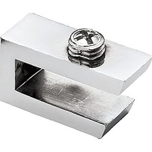 Nacario BADEM10 Cam Tutucu Ahşap Raf Tutucu Cam Etejeri Metal U Tipi Krom Metal Vidalı (4 Adet)