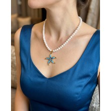 Eyla Collection Gerçek Inci Çiçek Kolye - Gold Detaylı Premium Tasarım
