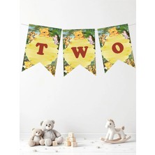 Sinek Kupası Tasarım Winnie The Pooh Temalı Two Yazılı Doğum Günü Partisi Yazı Banner Kalın Kağıt