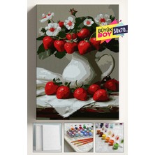 Empressco Sayılarla Boyama Seti Numaralı Tuval Fırça Boya Dahil Kasnaklı Set 50X70 cm - Çilek Vazo - Fiyatı, Yorumları