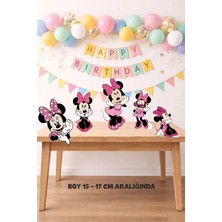Sinek Kupası Tasarım Minnie Mouse Pembe Ayaklı Pano Seti ( Masa Üstü ) ** Kalın Kağıt 5 Figür