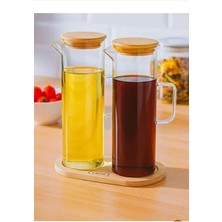 Empressco Bambu Altlıklı 2’li Cam Yağlık ve Sirkelik Seti, 400 ml