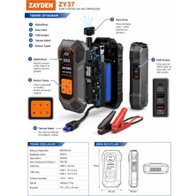 Umo Teknoloji Zayden ZY37 4'ü 1 Arada Akü Takviye Cihazı, Hava Kompresörü, Powerbank ve Fener
