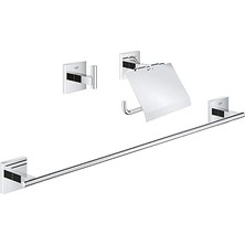 Nacario Grohe Start Cube Quickfix Üçlü Banyo Aksesuar Seti | Uzun Havluluk (558MM), Tuvalet Kağ�